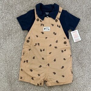 Carter's Brown Overalls with Navy Shirt